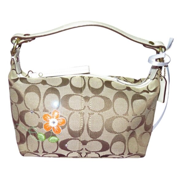 Coach Limited Edition Canvas Leather Floral Applique Demi Baguette Bag - Picture 1 of 13